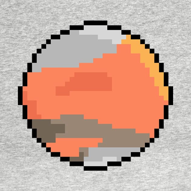 8 BIT PIXEL ORANGE PLANET by chortlzdesigns